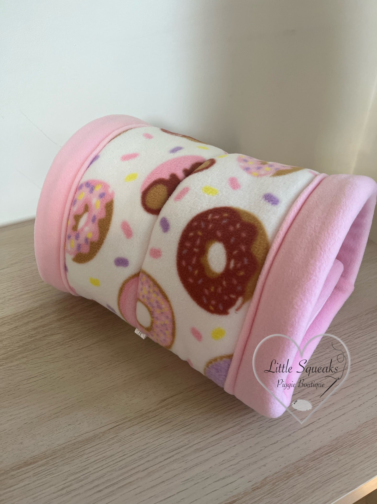 Donuts & Sprinkles Cuddle Tunnel with Pee Pad - Guinea Pig Bed/Hide