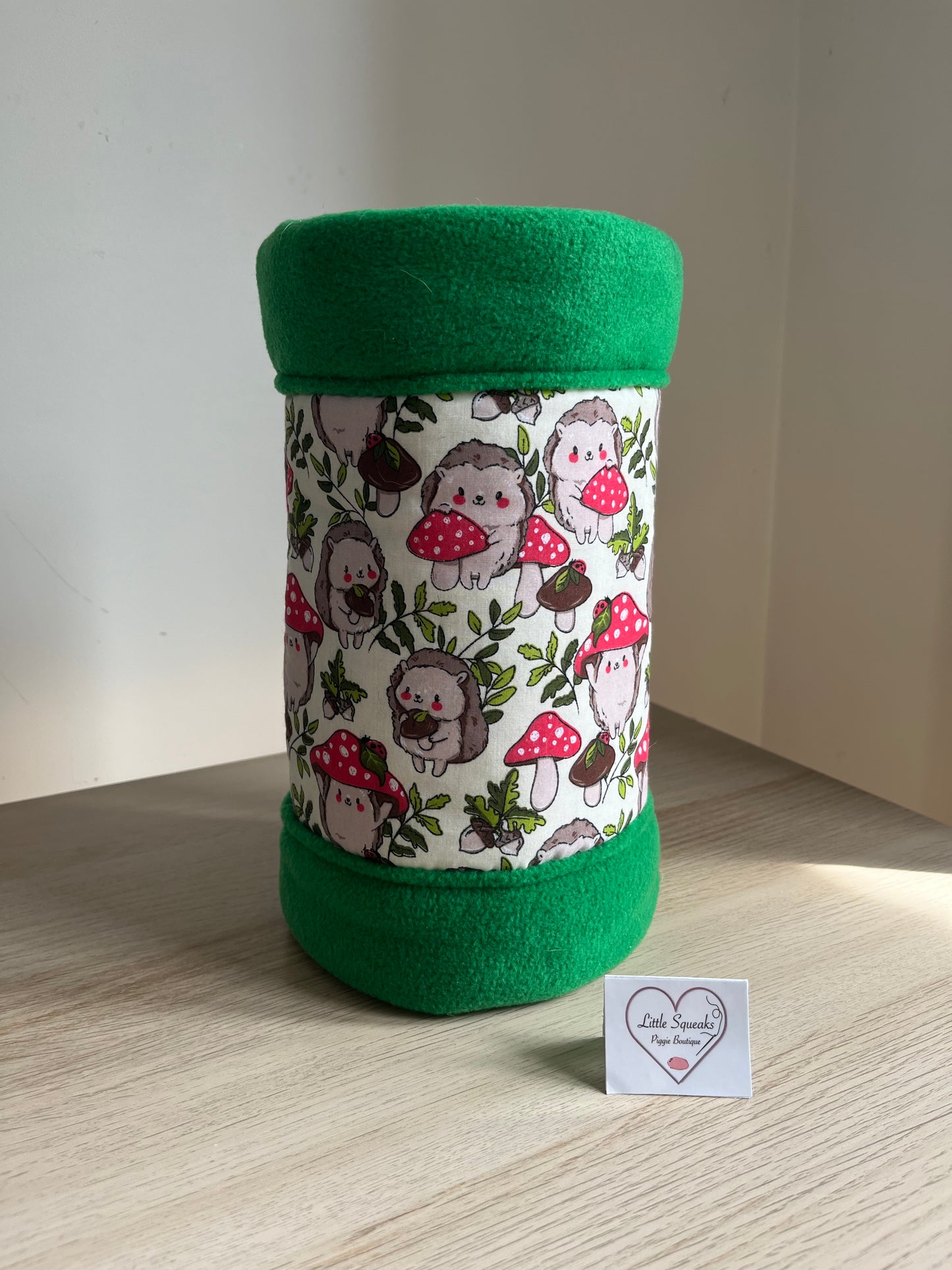 Enchanted Hedgehog Collection Snuggle Tunnel ‘STAY OPEN’ (New Design) - Guinea Pig Bed/Hide