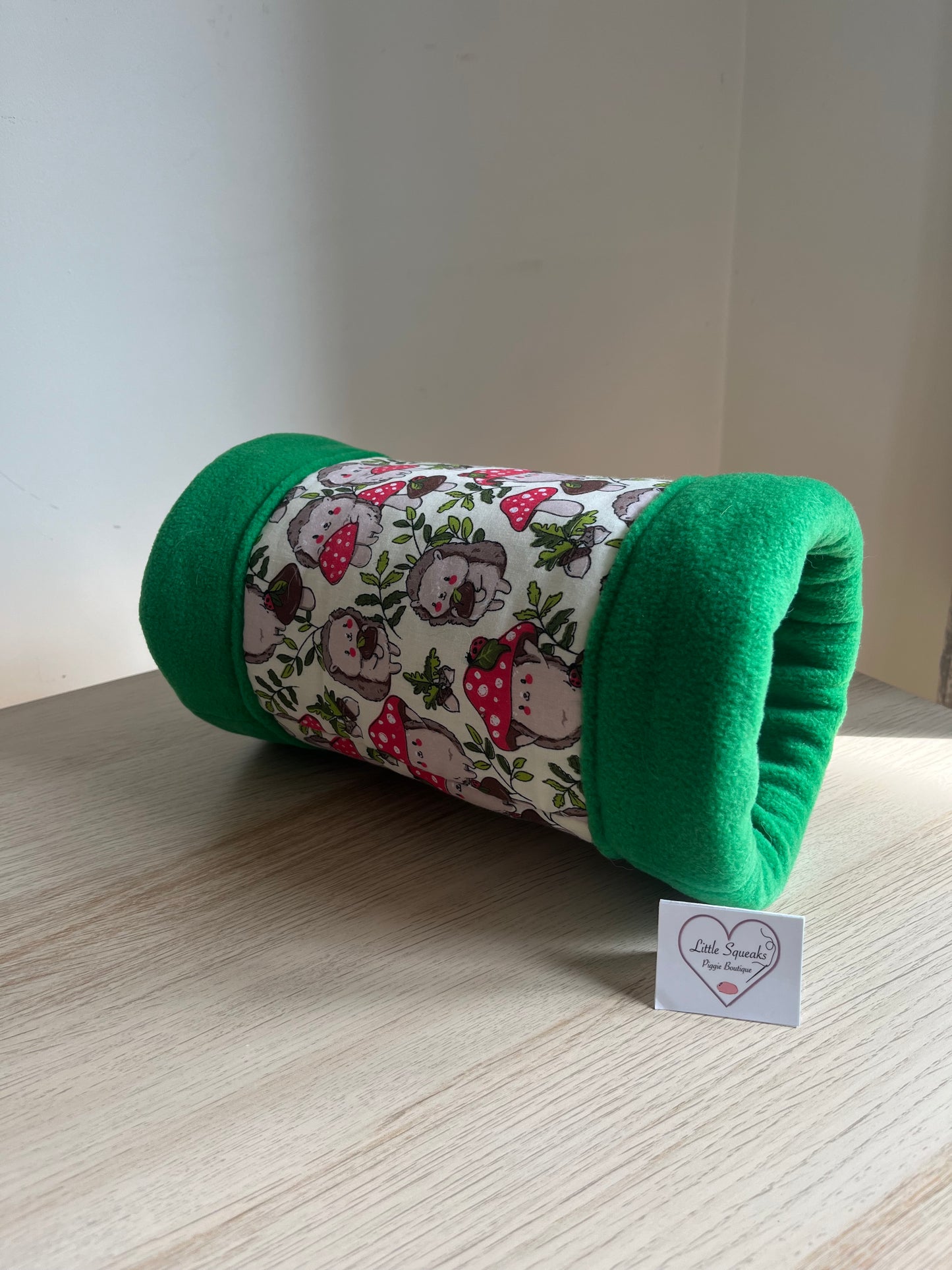 Enchanted Hedgehog Collection Snuggle Tunnel ‘STAY OPEN’ (New Design) - Guinea Pig Bed/Hide