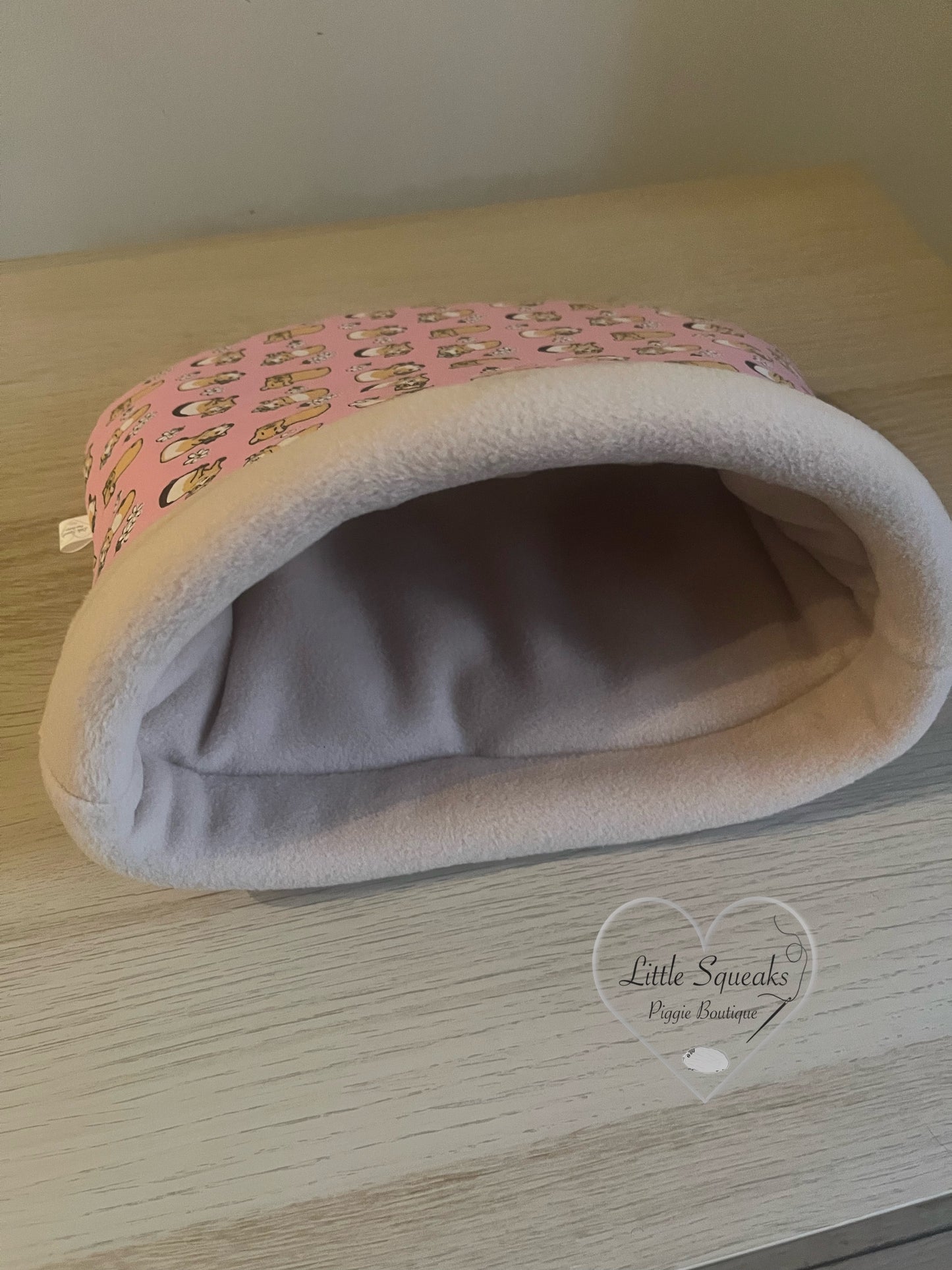 Pink Guinea Pig Snuggle Sack ‘STAY OPEN’ - Guinea Pig Bed/Hide