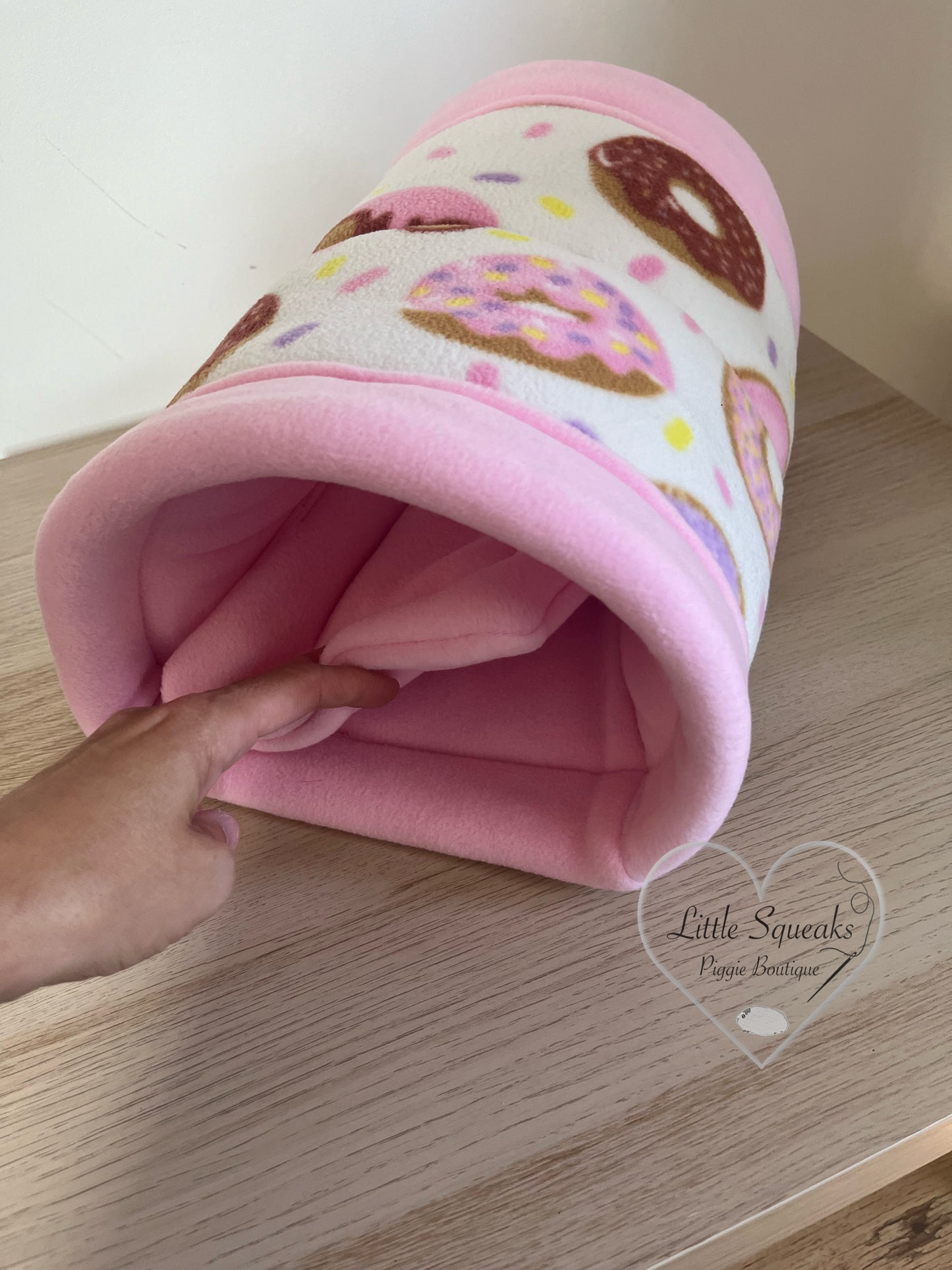 Donuts & Sprinkles Cuddle Tunnel with Pee Pad - Guinea Pig Bed/Hide