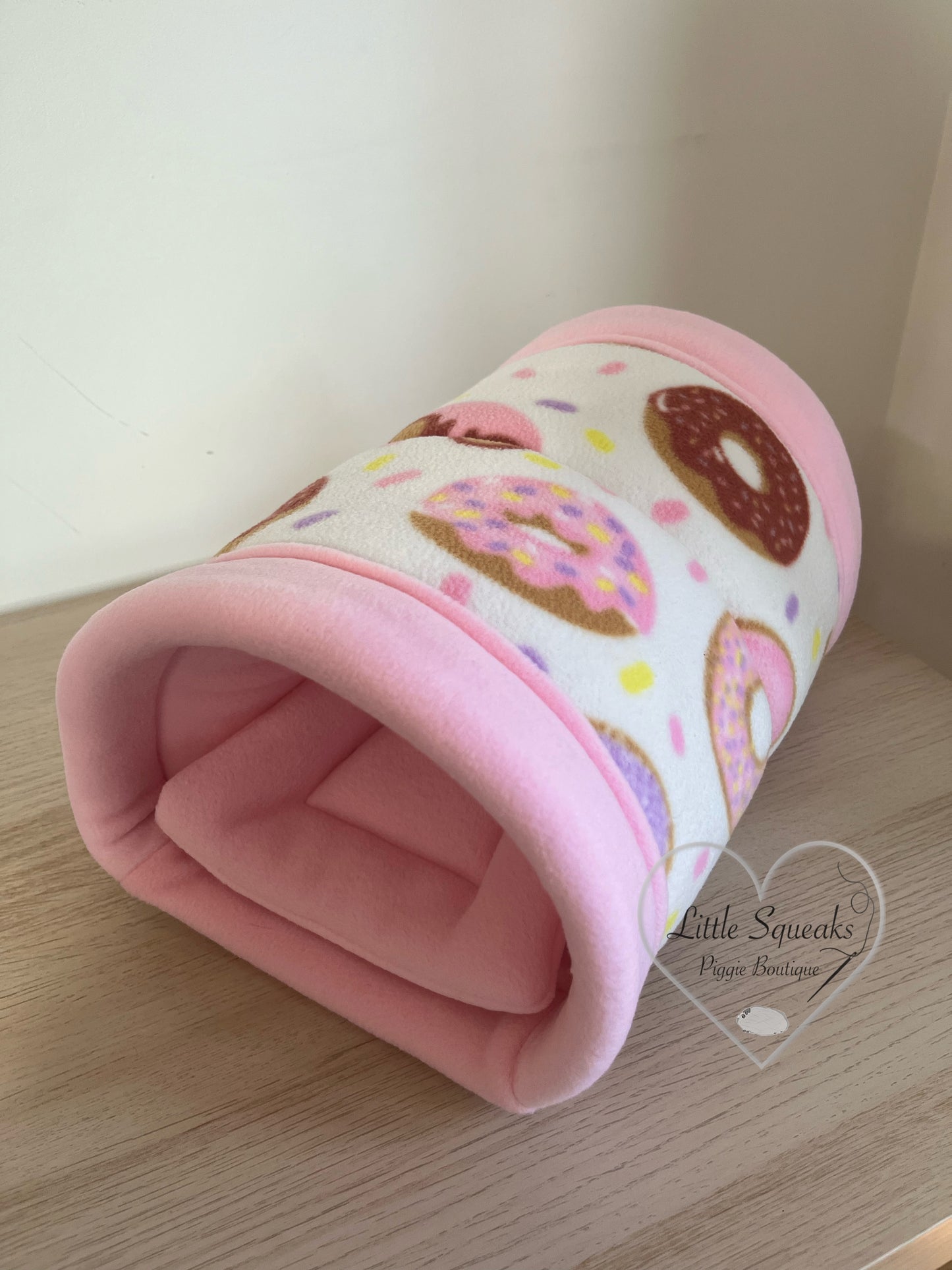 Donuts & Sprinkles Cuddle Tunnel with Pee Pad - Guinea Pig Bed/Hide