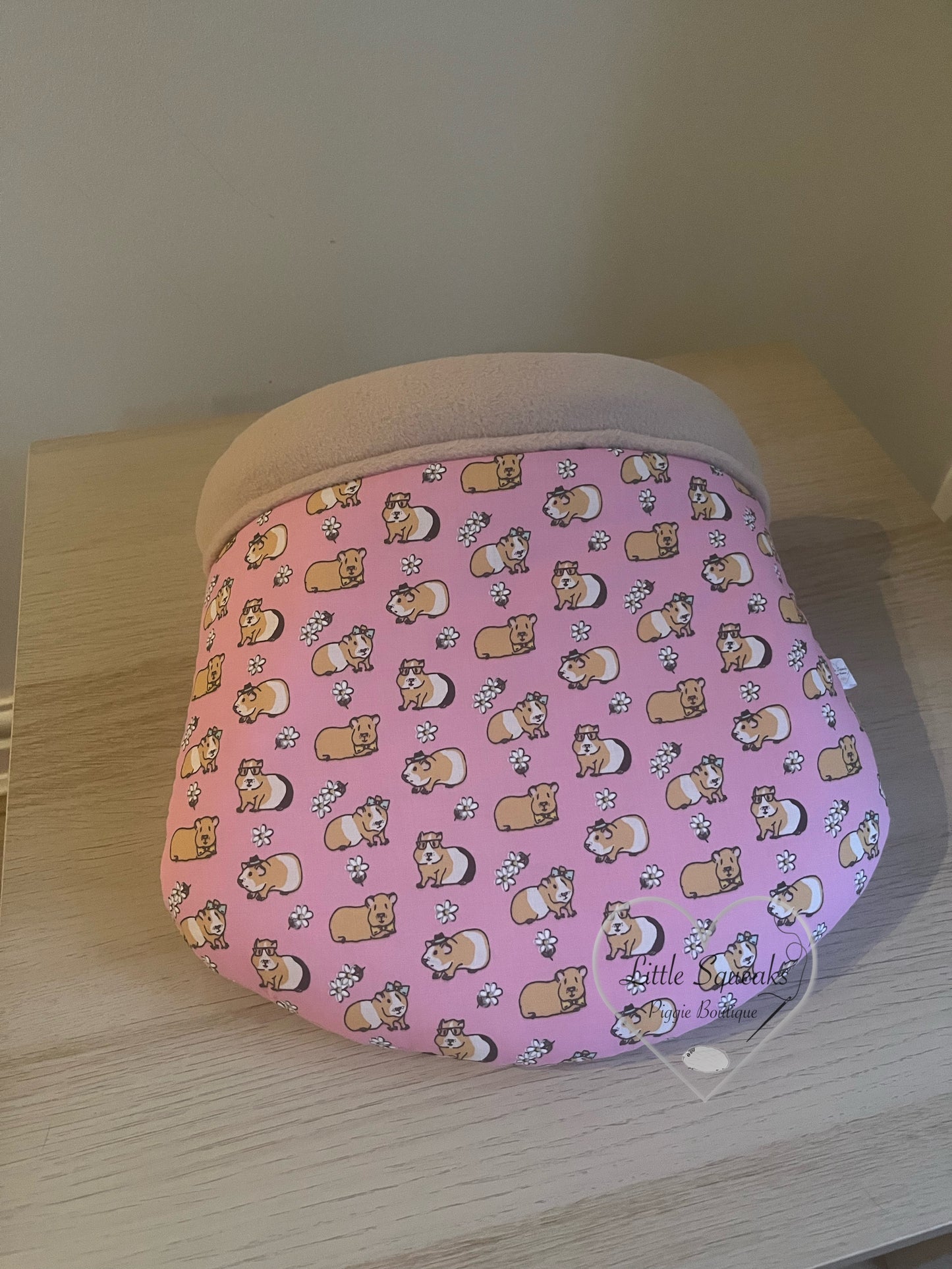 Pink Guinea Pig Snuggle Sack ‘STAY OPEN’ - Guinea Pig Bed/Hide