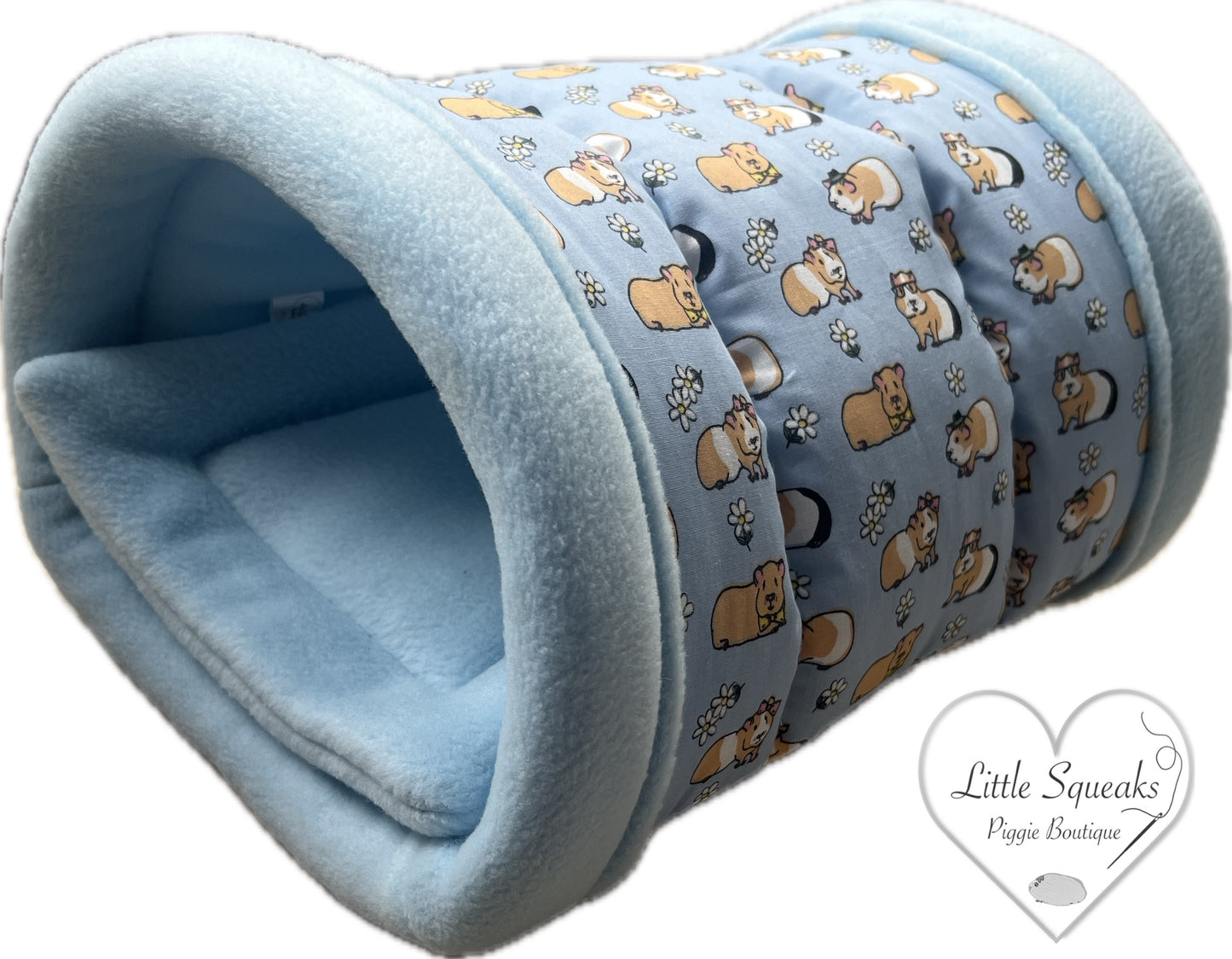 Cuddle Tunnel with Pee Pad - Guinea Pig Bed/Hide (Blue Guinea Pig Collection)