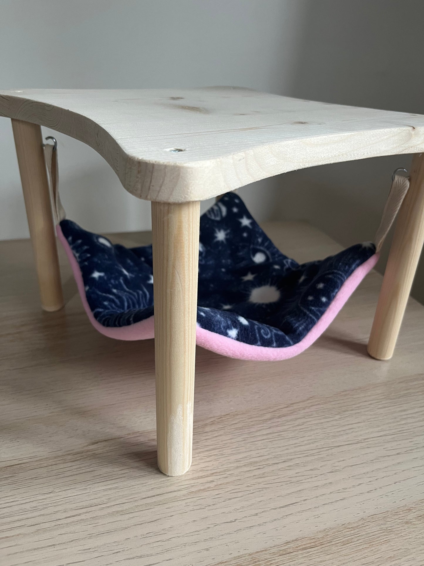 Wooden Hammock Stand with Hammock Pad "Zodiac/Pink" for Guinea Pigs