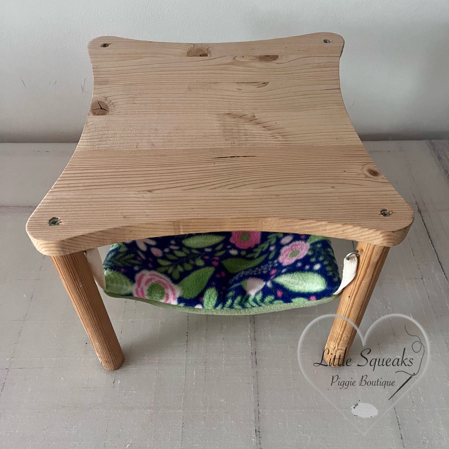 Wooden Hammock Stand with Hammock Pad (Flower Garden) for Guinea Pigs