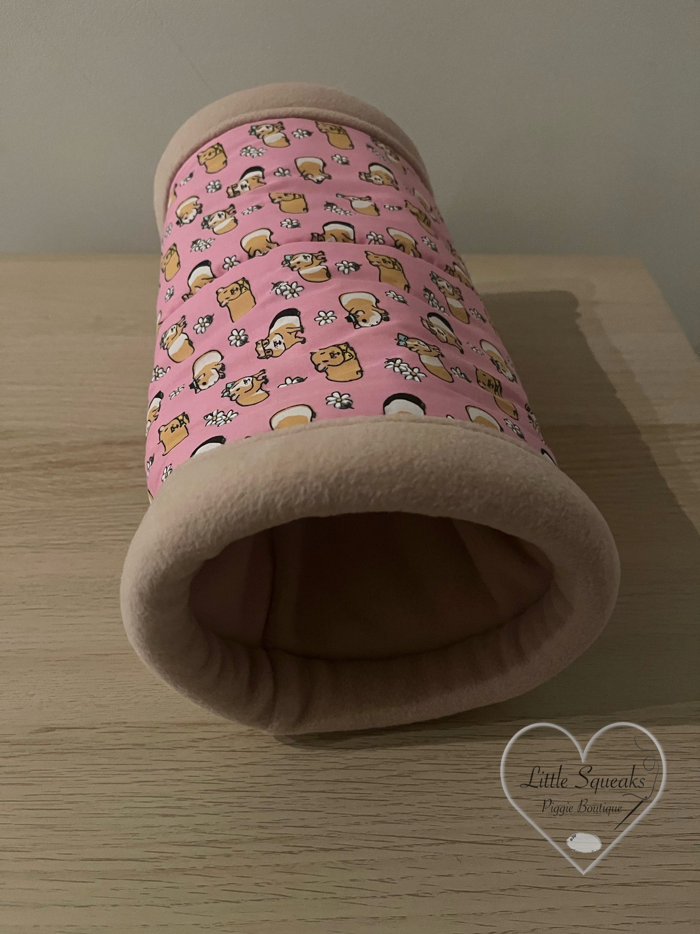Pink Guinea Pig Snuggle Tunnel ‘STAY OPEN’ - Guinea Pig Bed/Hide