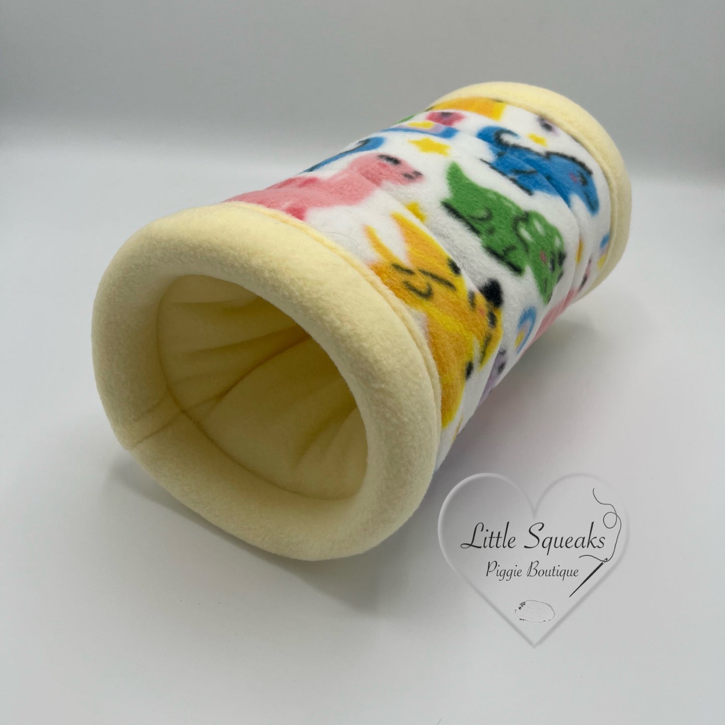 Dinosaur Snuggle Tunnel ‘STAY OPEN’ - Guinea Pig Bed/Hide (Dinosaur Collection)