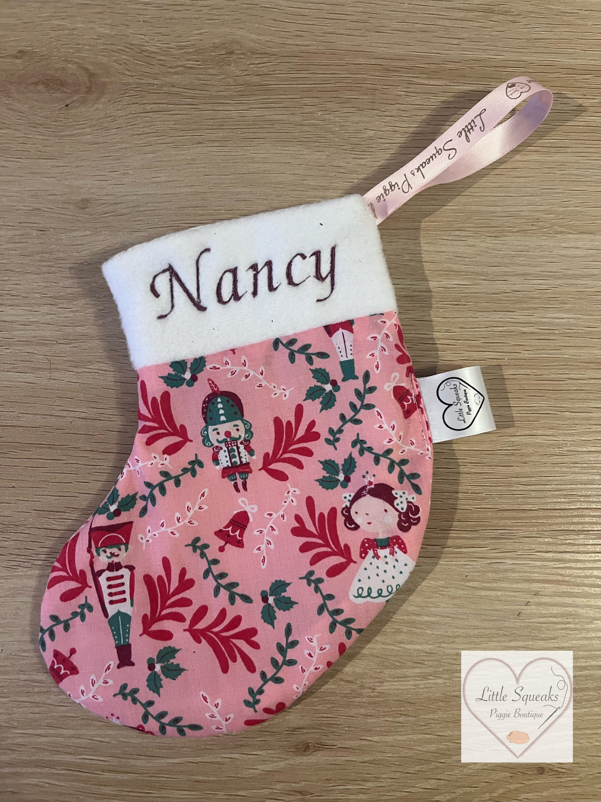 Christmas Stocking for Guinea Pigs - Personalised - Pink Nutcracker