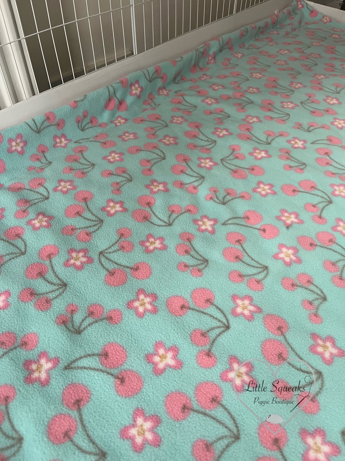 Fleece Cage Liner for Guinea Pigs - Cherry Blossom