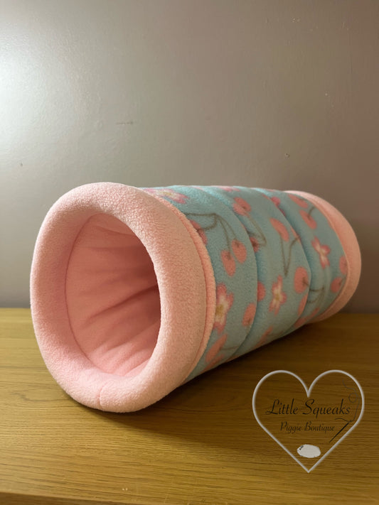 Cherry Blossom Snuggle Tunnel ‘STAY OPEN’ - Guinea Pig Bed/Hide