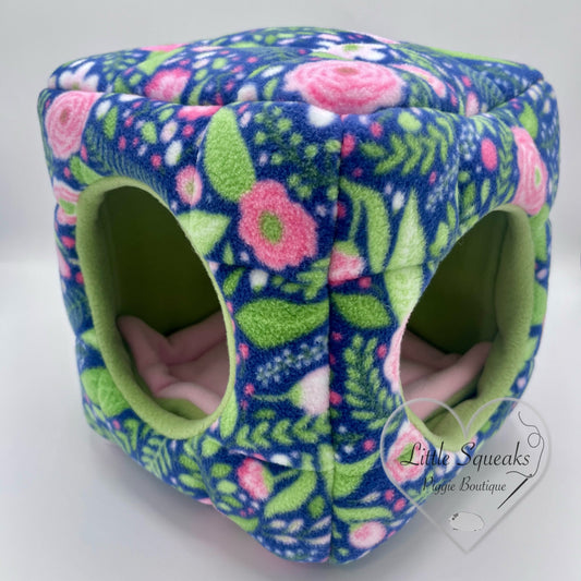 Flower Garden Cuddle Cube - Two Entrance Guinea Pig Bed/Hide