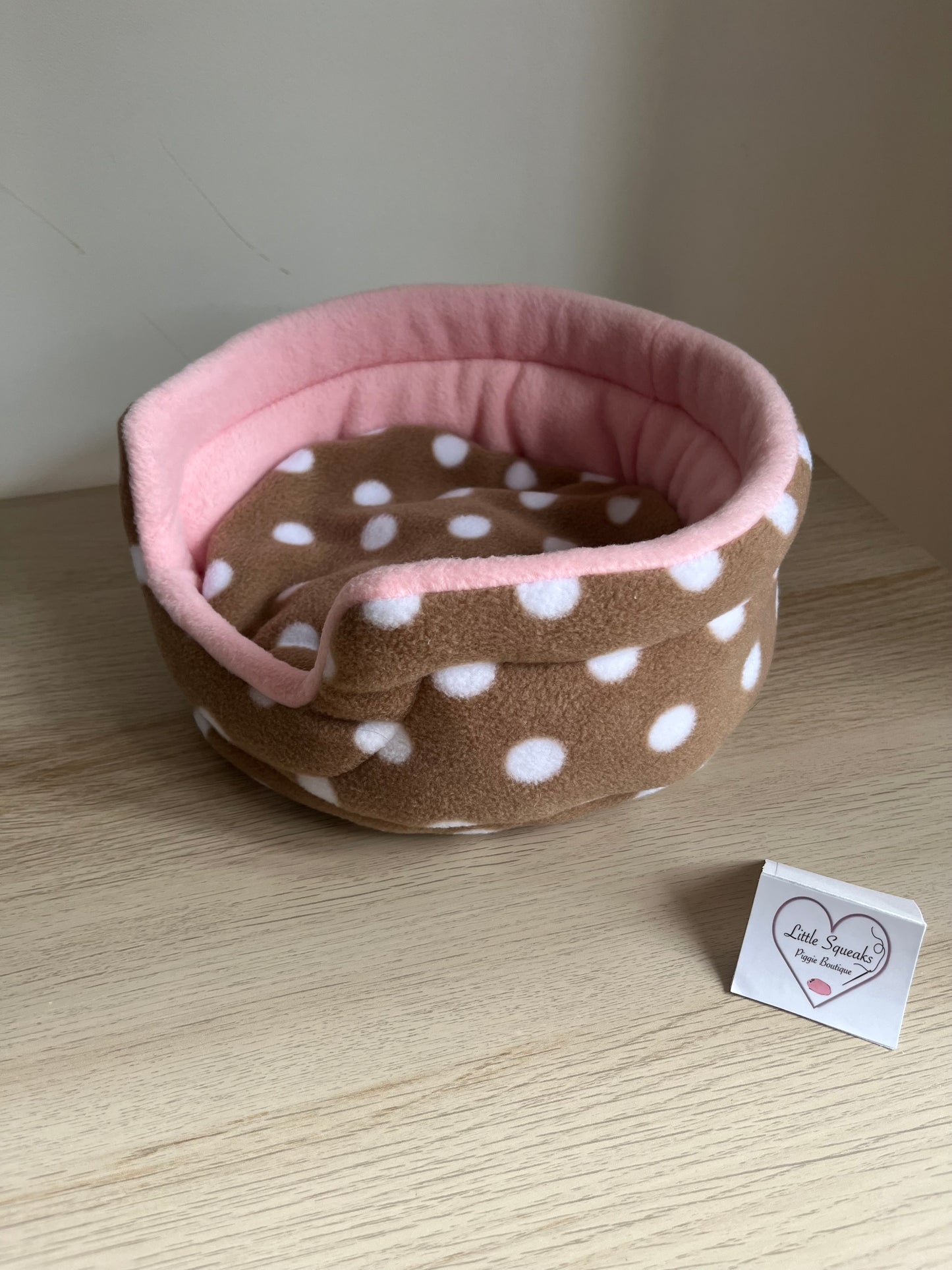Brown Spotted/Pink Cuddle Cup - Guinea Pig Bed/Hide