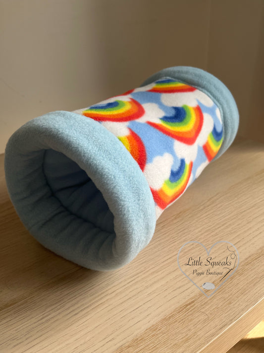 Rainbow Snuggle Tunnel ‘STAY OPEN’ - Guinea Pig Bed/Hide