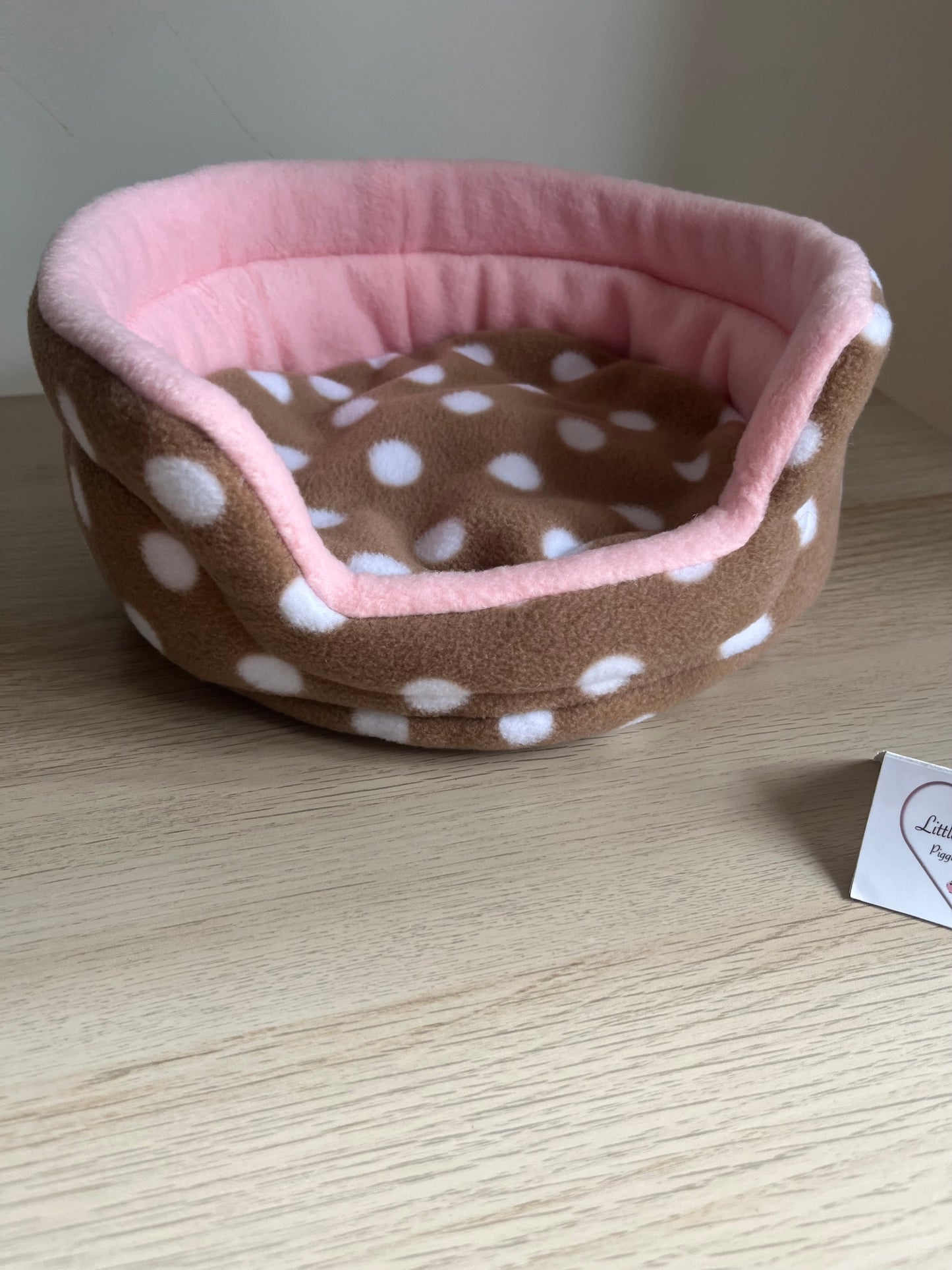 Brown Spotted/Pink Cuddle Cup - Guinea Pig Bed/Hide