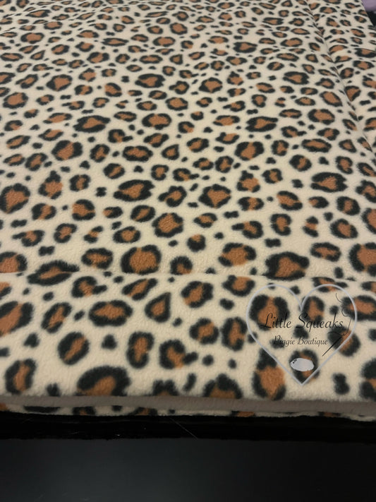 Fleece Cage Liner for Guinea Pigs - Tan Leopard