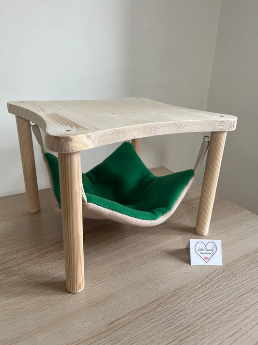 Wooden Hammock Stand with Hammock Pad (Enchanted Hedgehog Collection) for Guinea Pigs