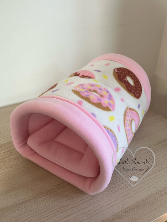 Donuts & Sprinkles Cuddle Tunnel with Pee Pad - Guinea Pig Bed/Hide