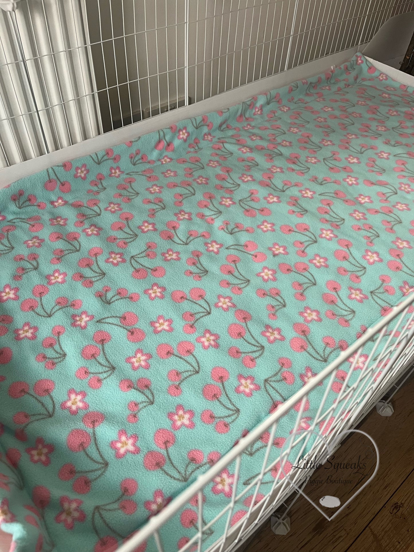 Fleece Cage Liner for Guinea Pigs - Cherry Blossom