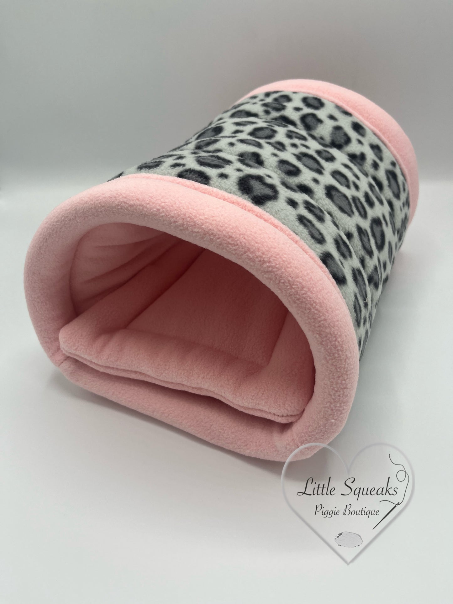 Snow Leopard Cuddle Tunnel with Pee Pad - Guinea Pig Bed/Hide