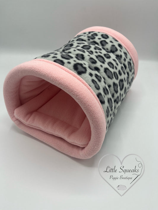 Snow Leopard Cuddle Tunnel with Pee Pad - Guinea Pig Bed/Hide