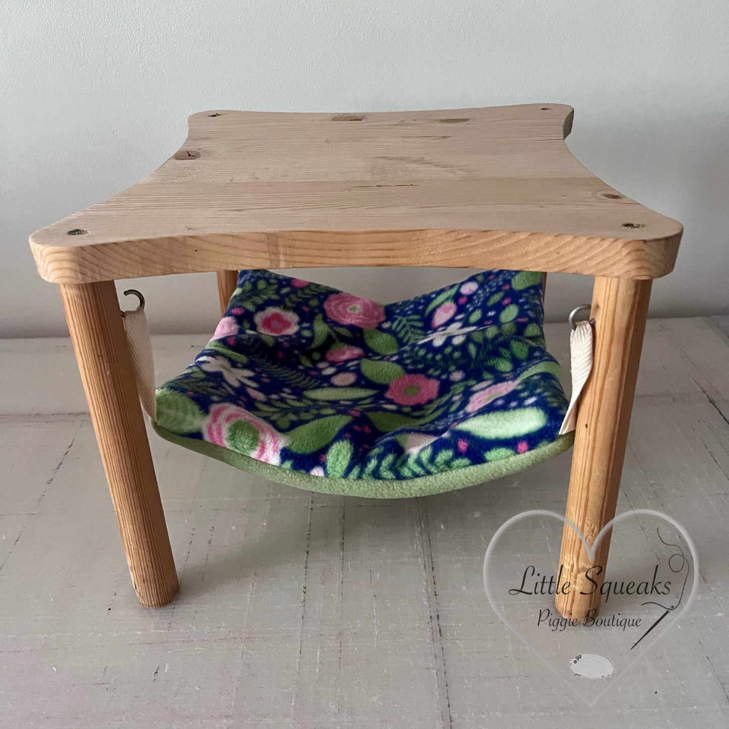 Wooden Hammock Stand with Hammock Pad (Flower Garden) for Guinea Pigs