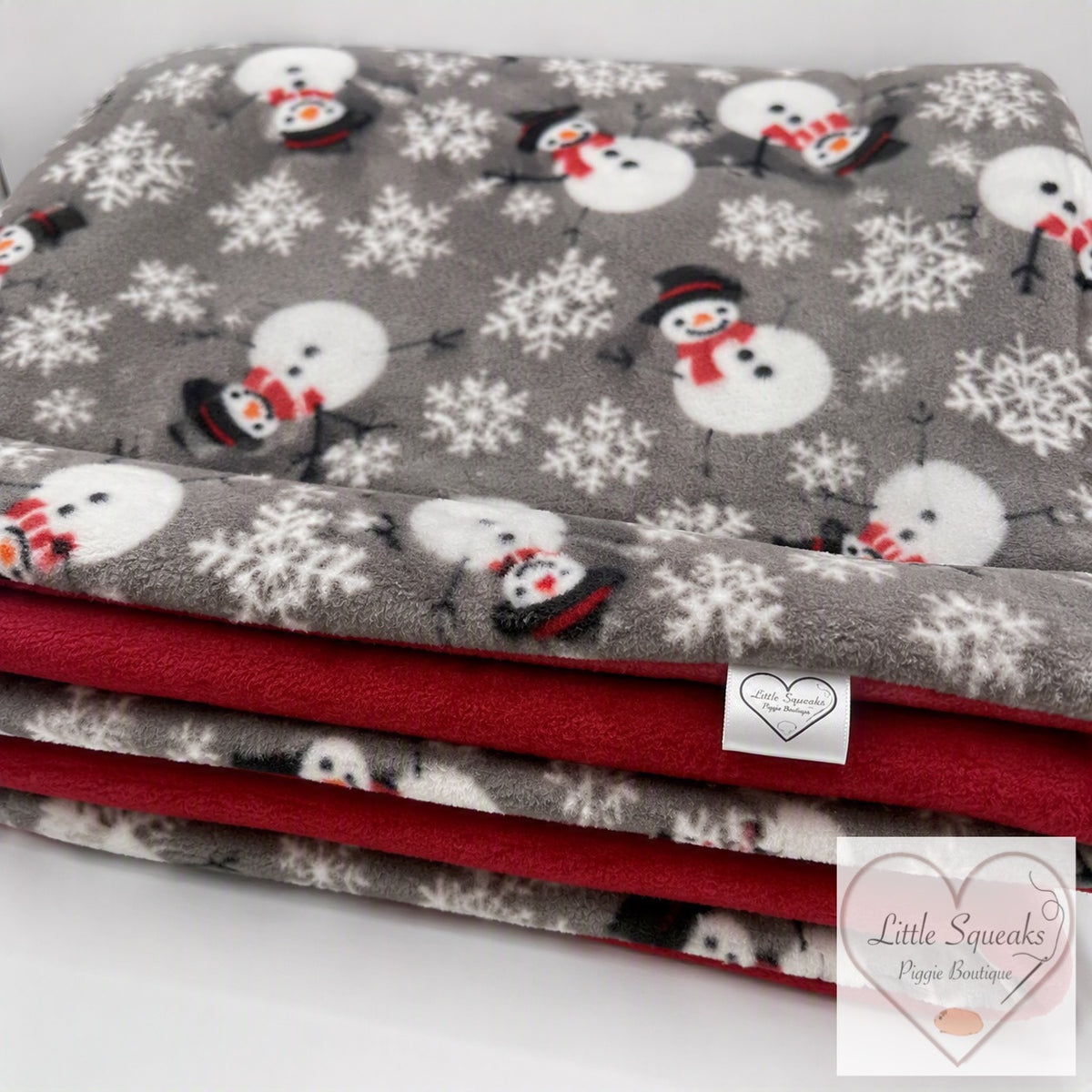Fleece Cage Liner for Guinea Pigs - Snowman