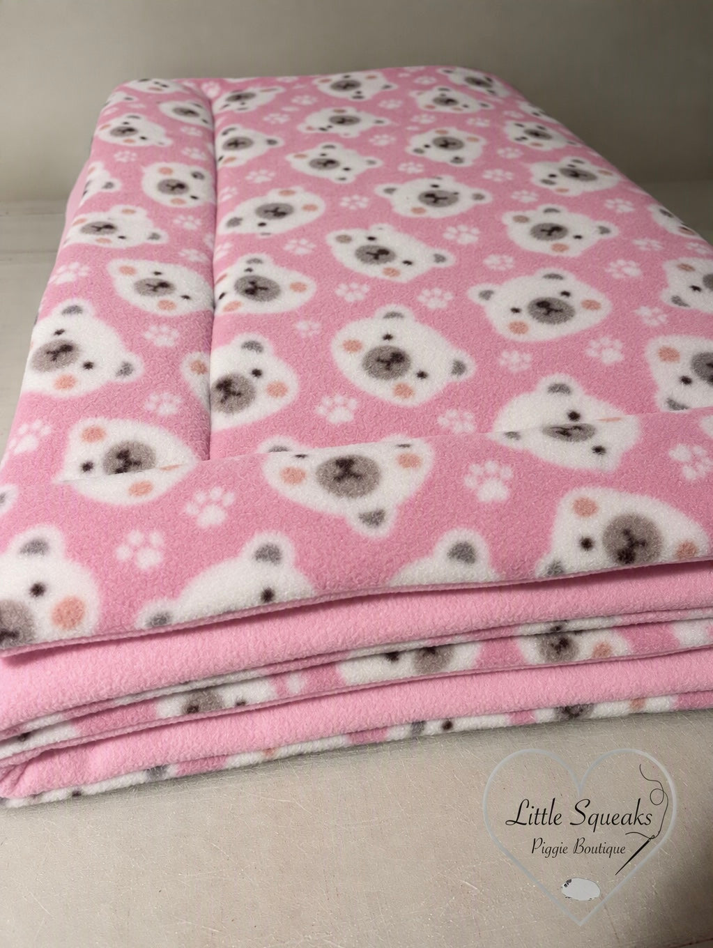 Fleece Cage Liner for Guinea Pigs - Pink Teddy Bears/Baby Pink