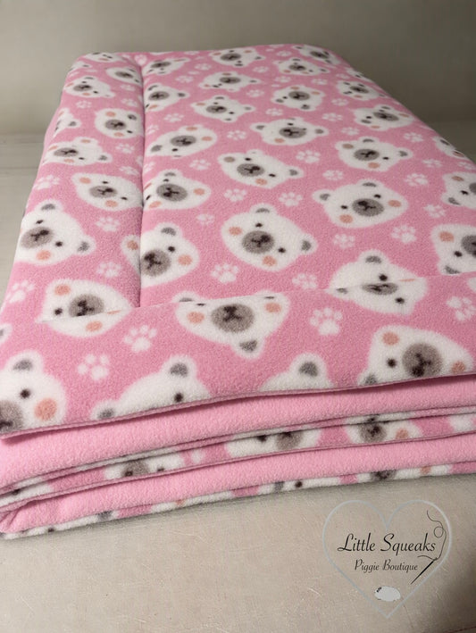 Fleece Cage Liner for Guinea Pigs - Pink Teddy Bears/Baby Pink