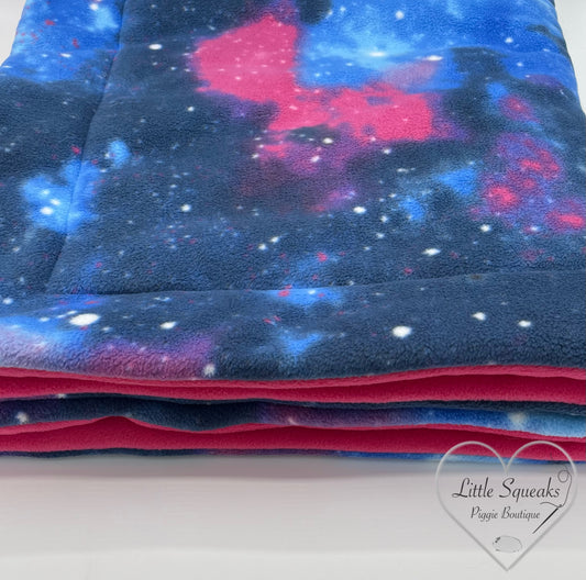 Fleece Cage Liner for Guinea Pigs - Galaxy/Bright Pink
